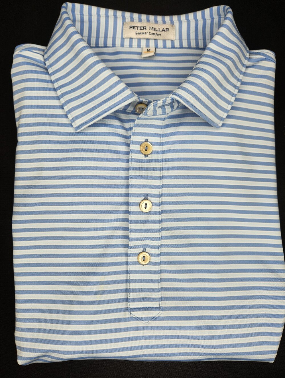 Peter Millar Blue Stripe Mens Medium Summer Comfort Polo